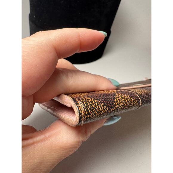 Louis Vuitton Damier Ebene Caissa Wallet w/Ballerine Pink Interior - Picture 14 of 16